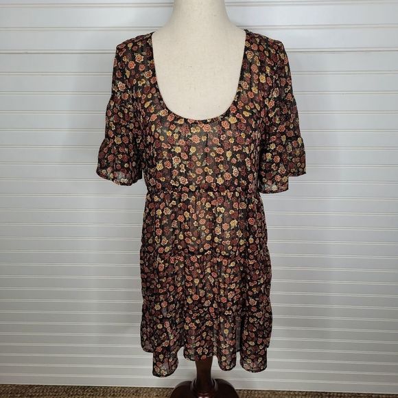 Show Me Your MUMU Valley Midnight Floral Tierred Dress XS - Picture 2 of 10